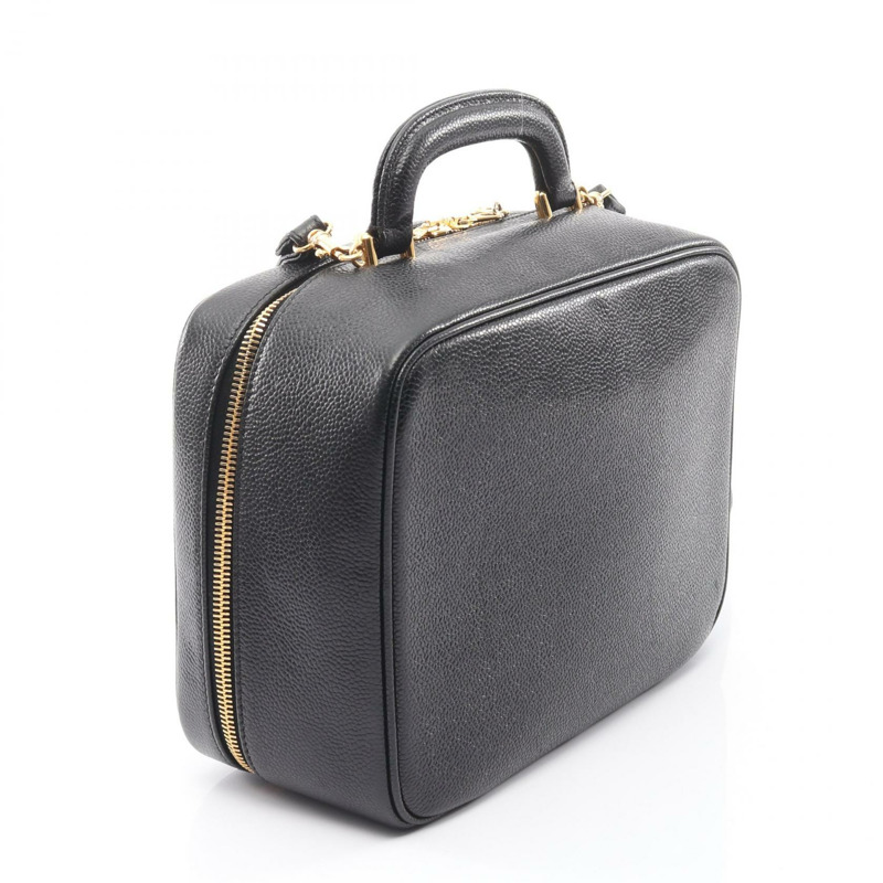 香奈兒 COCO Mark 兩用單背包 A07061 小牛皮黑色金色五金二手女款-1