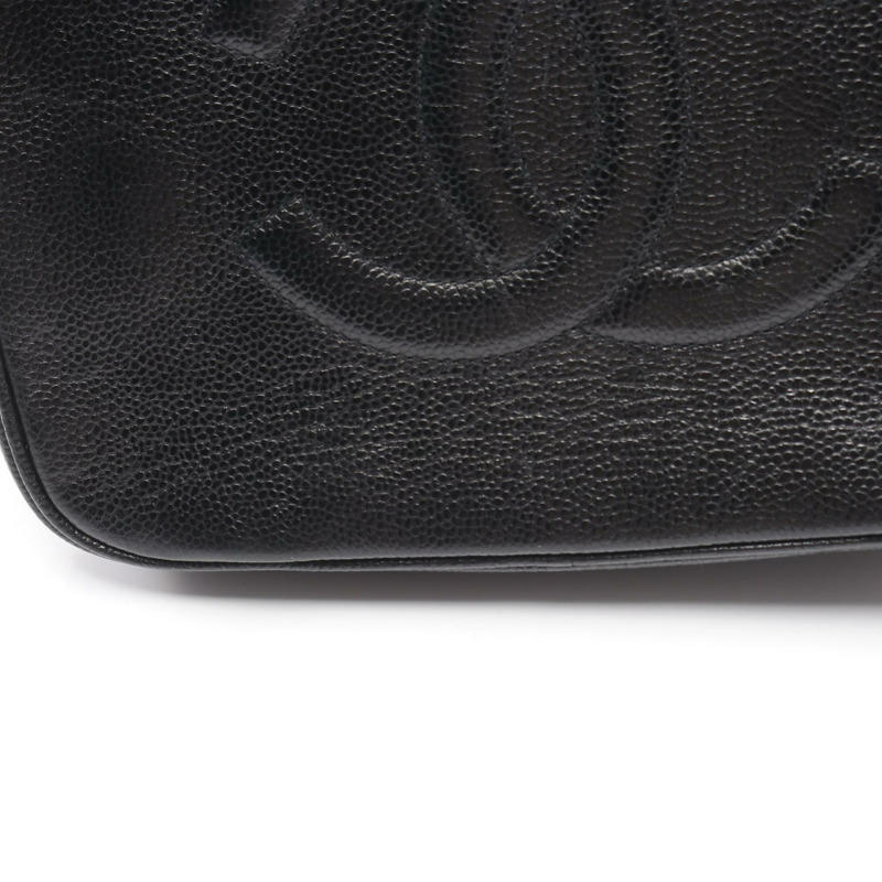 香奈兒 COCO Mark 兩用單背包 A07061 小牛皮黑色金色五金二手女款-9