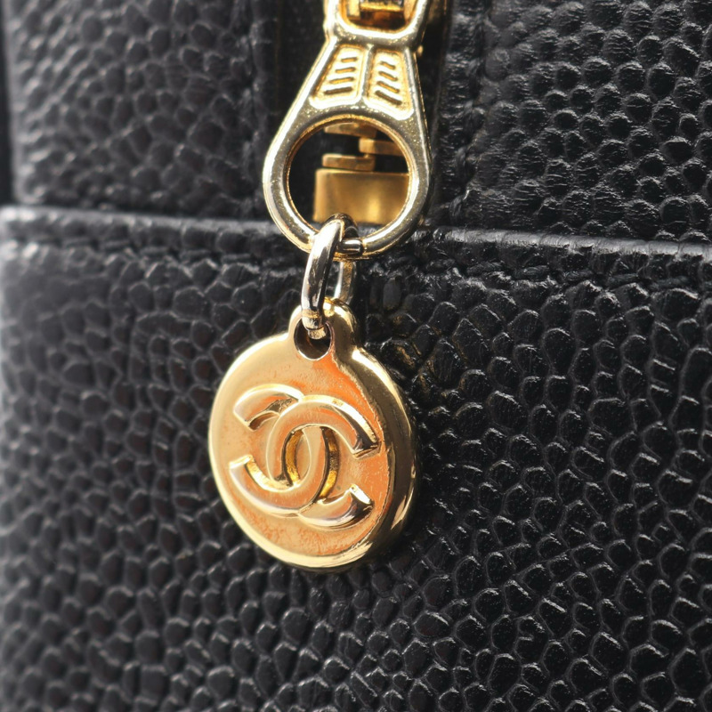 香奈兒 COCO Mark 兩用單背包 A07061 小牛皮黑色金色五金二手女款-10