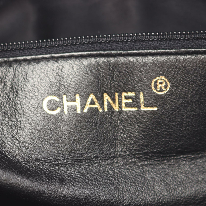 香奈兒 Mademoiselle 鏈條肩背包,羊羔皮,黑色,二手,女士,金色五金-3