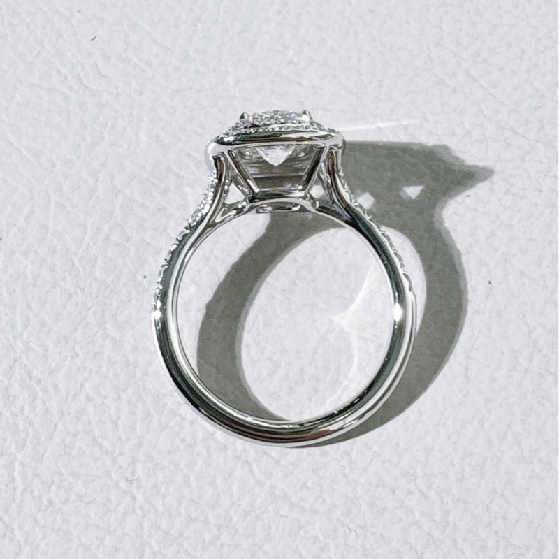 Tiffany蒂芙尼 Soleste系列 鉑金鑲鑽枕形鑽石戒指,美碼 4.5 碼,歐碼 48 號,主鑽 97分,F 色-7