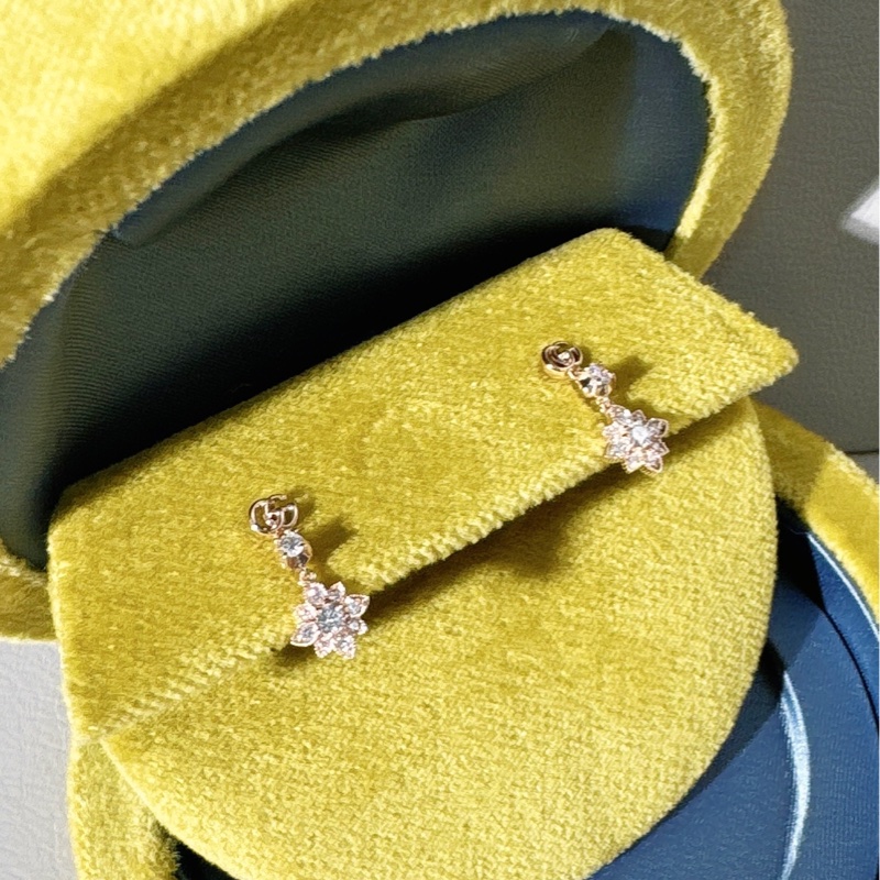 Gucci 古馳 珠寶 18k 玫瑰金滿鑽 flora 小雛菊耳環-2