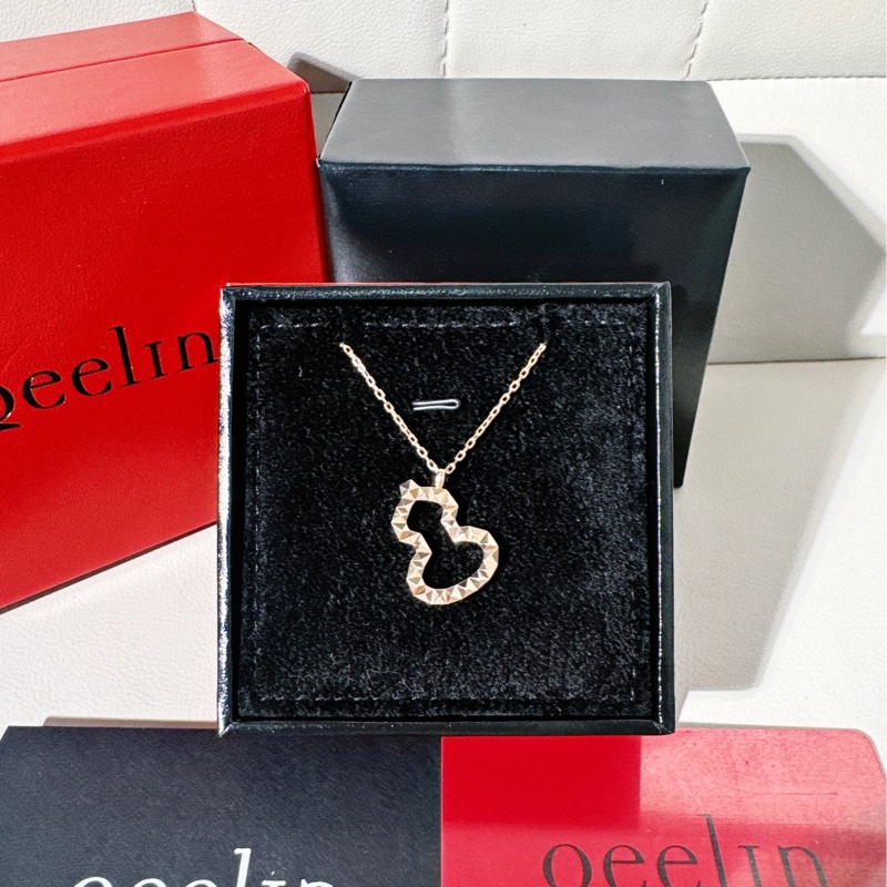 Qeelin麒麟 wulu系列 18k玫瑰金鏤空鑽石切割葫蘆項鍊,大號-1