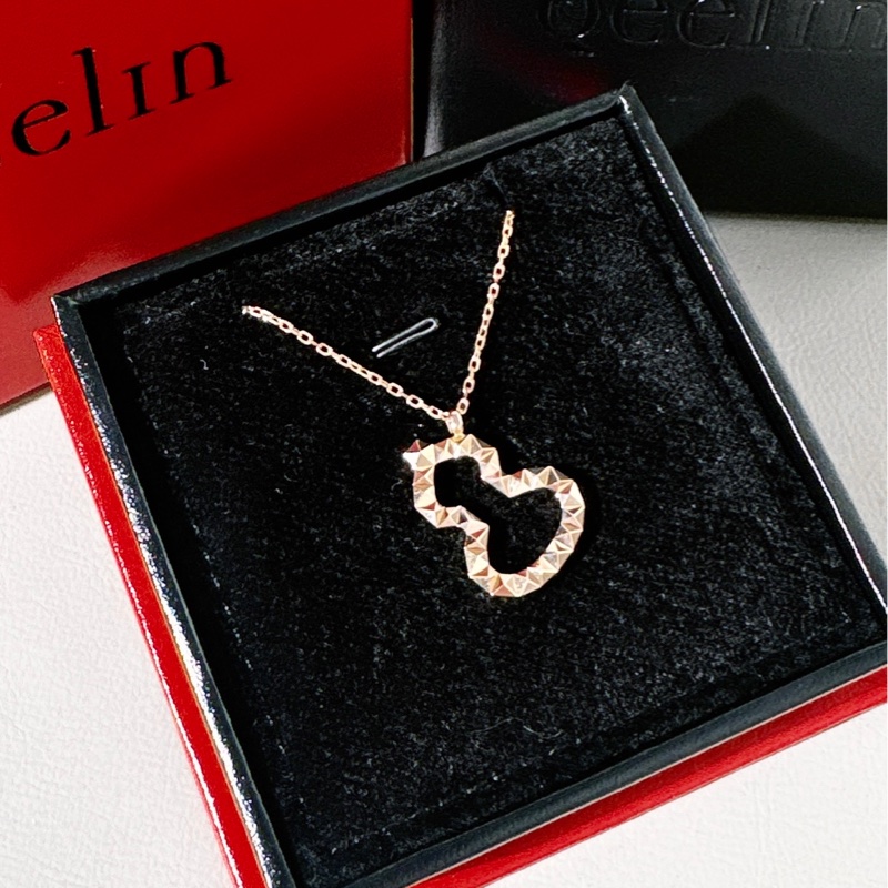 Qeelin麒麟 wulu系列 18k玫瑰金鏤空鑽石切割葫蘆項鍊,大號-2