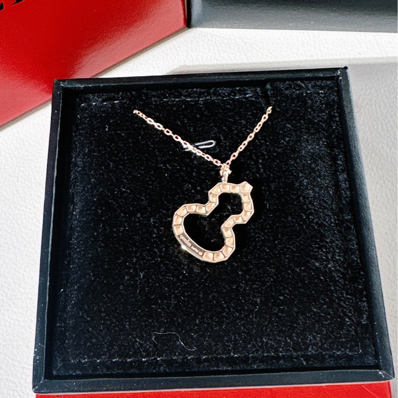 Qeelin麒麟 wulu系列 18k玫瑰金鏤空鑽石切割葫蘆項鍊,大號-3