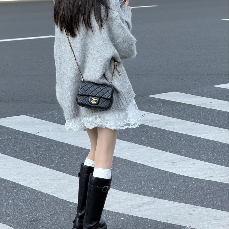 CHANEL香奈兒CF 黑金羊皮🌕金球方胖子-16