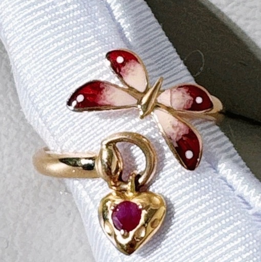 Gucci古馳 秘密花園系列 蝴蝶琺瑯戒指-2