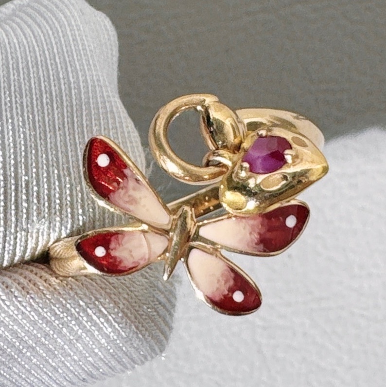 Gucci古馳 秘密花園系列 蝴蝶琺瑯戒指-3