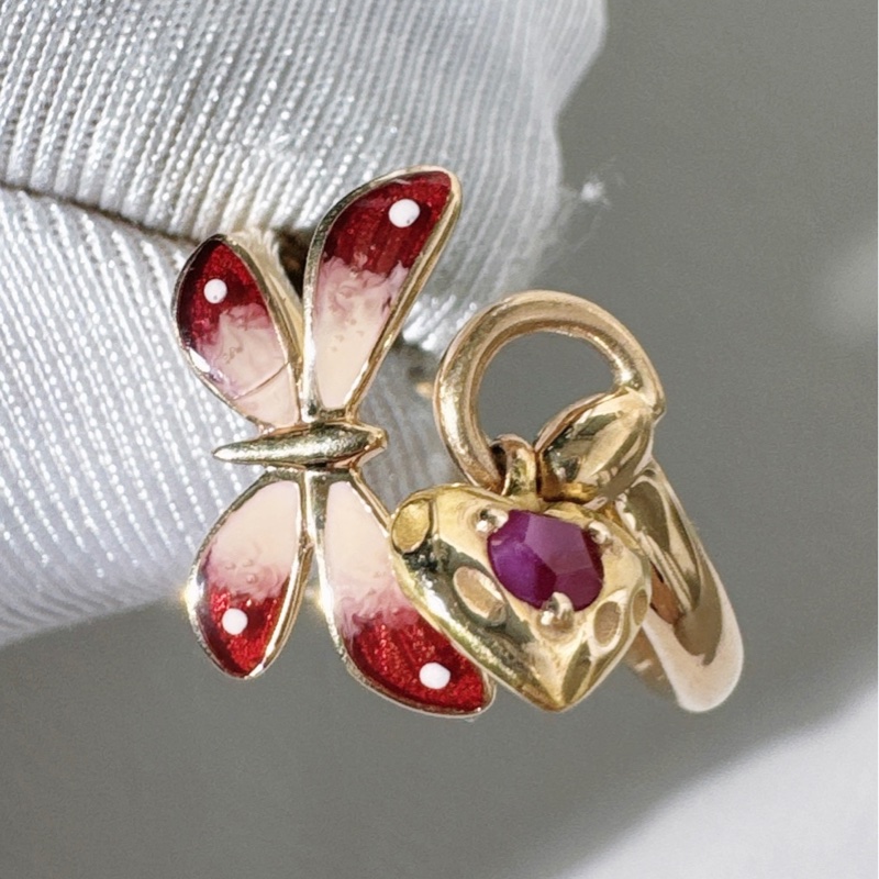 Gucci古馳 秘密花園系列 蝴蝶琺瑯戒指-4