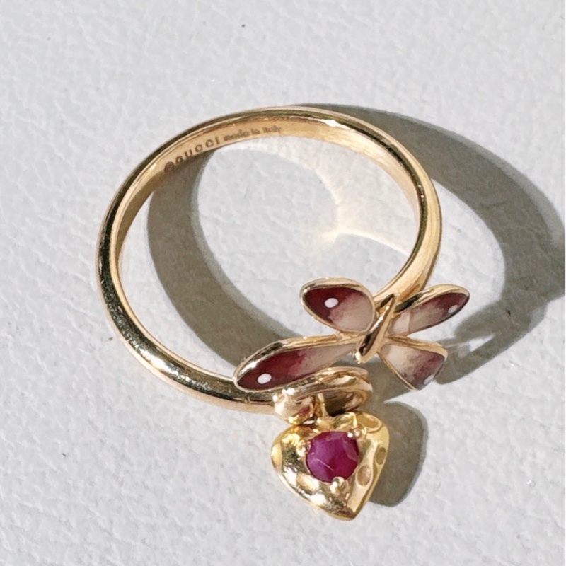 Gucci古馳 秘密花園系列 蝴蝶琺瑯戒指-6