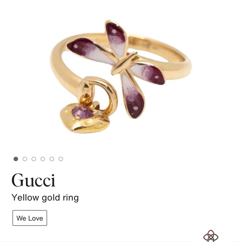 Gucci古馳 秘密花園系列 蝴蝶琺瑯戒指-7