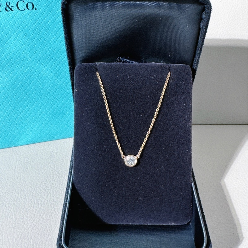 Tiffany蒂芙尼 elsa peretti系列 18k玫瑰金 泡泡鑽單鑽項鍊，鑽石0.25ct/E 色/VS1 淨度/3EX 切工-1