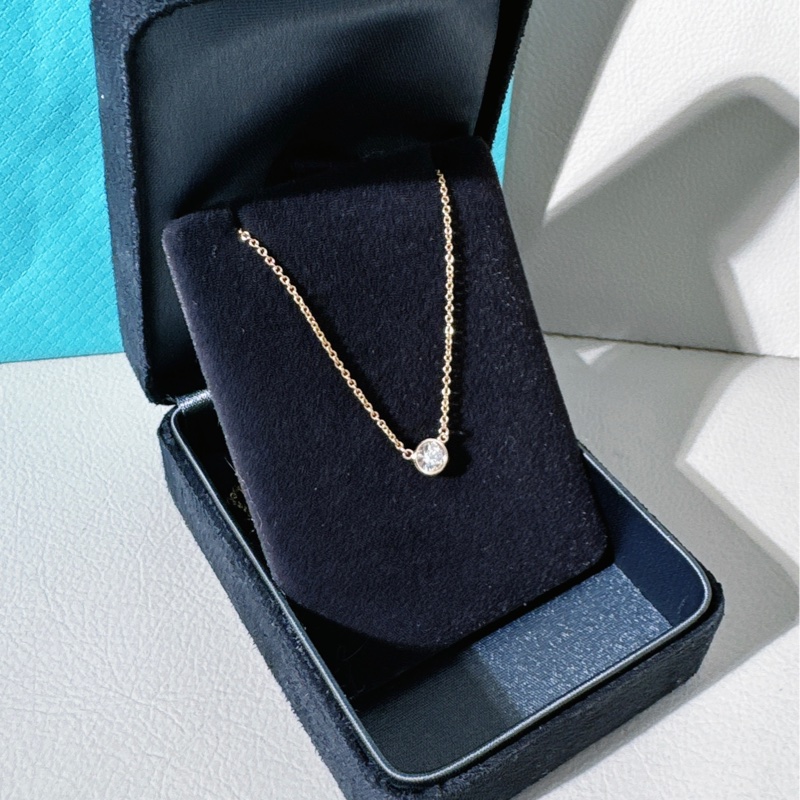 Tiffany蒂芙尼 elsa peretti系列 18k玫瑰金 泡泡鑽單鑽項鍊，鑽石0.25ct/E 色/VS1 淨度/3EX 切工-2