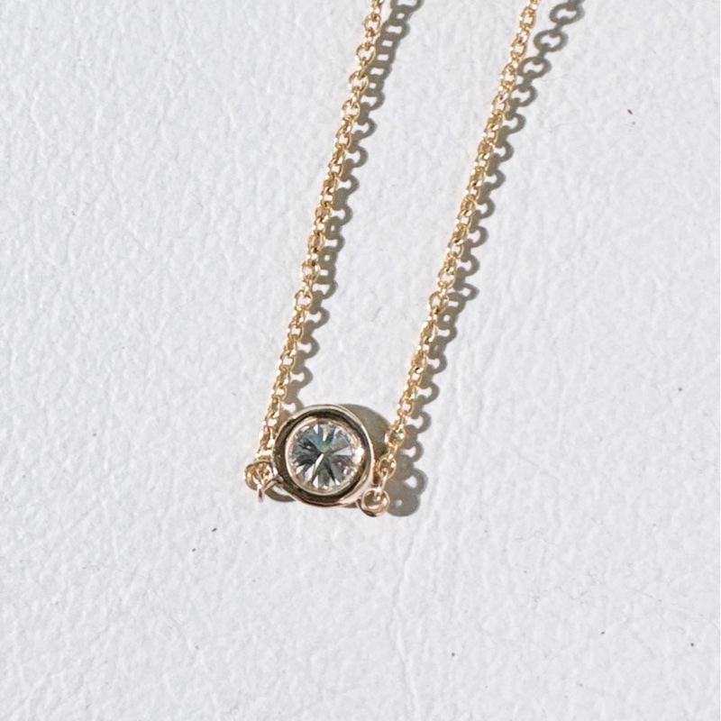 Tiffany蒂芙尼 elsa peretti系列 18k玫瑰金 泡泡鑽單鑽項鍊，鑽石0.25ct/E 色/VS1 淨度/3EX 切工-5