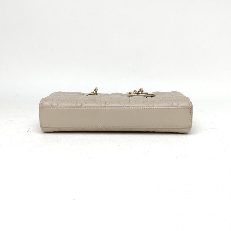 DIOR LadyD-Joy橫版戴妃包中號灰色羊皮金扣2023-3