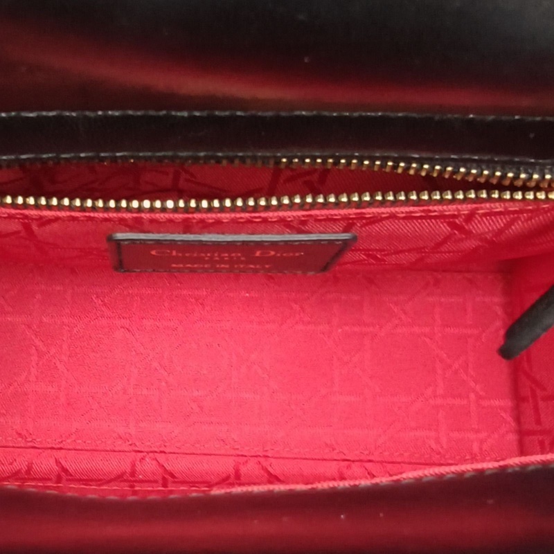 DIOR LadyDior戴妃包四格黑色羊皮金扣2018-5