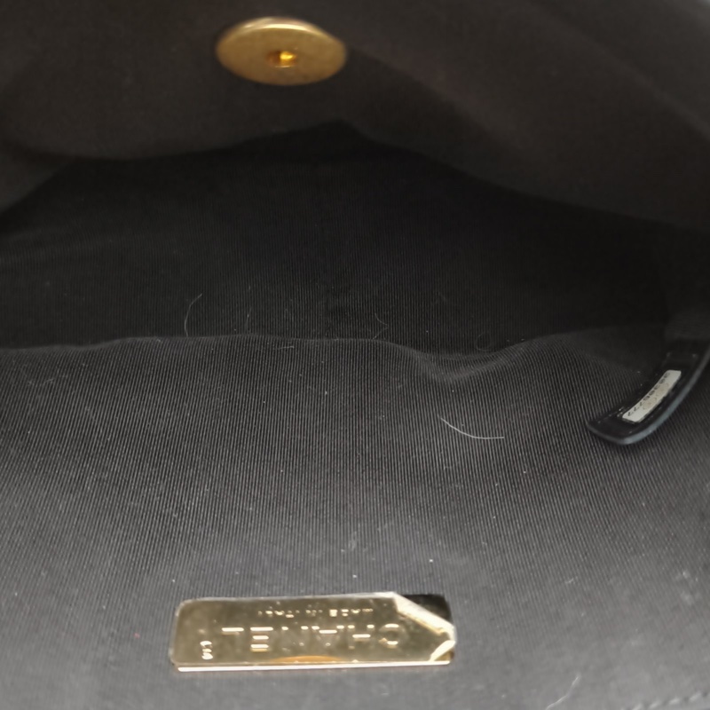 CHANEL 19BAG口蓋包小號黑白千鳥格毛呢30開金銀扣-5