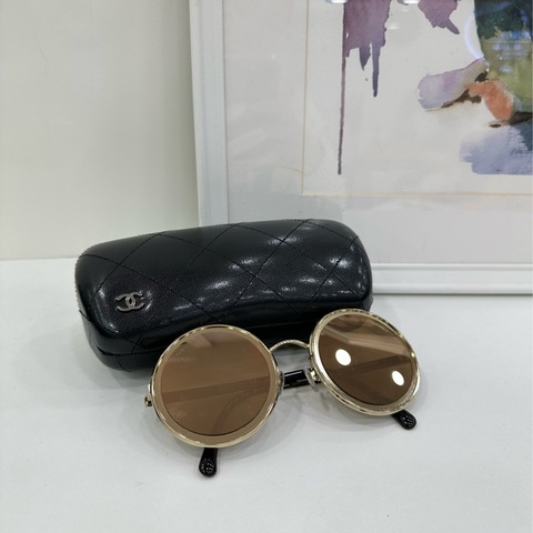 Chanel 香奈兒 玫瑰金圓形墨鏡