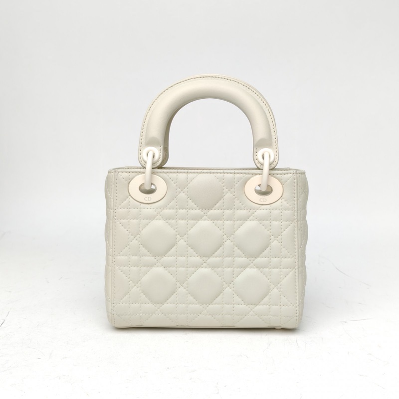 DIOR LadyDior戴妃包三格白色牛皮磨砂扣2019-2
