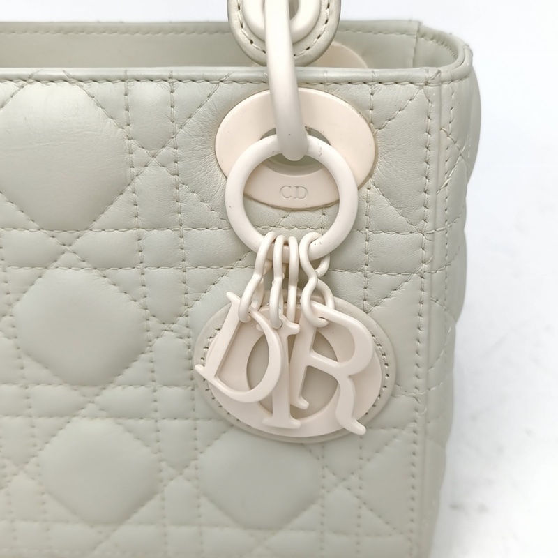 DIOR LadyDior戴妃包三格白色牛皮磨砂扣2019-4