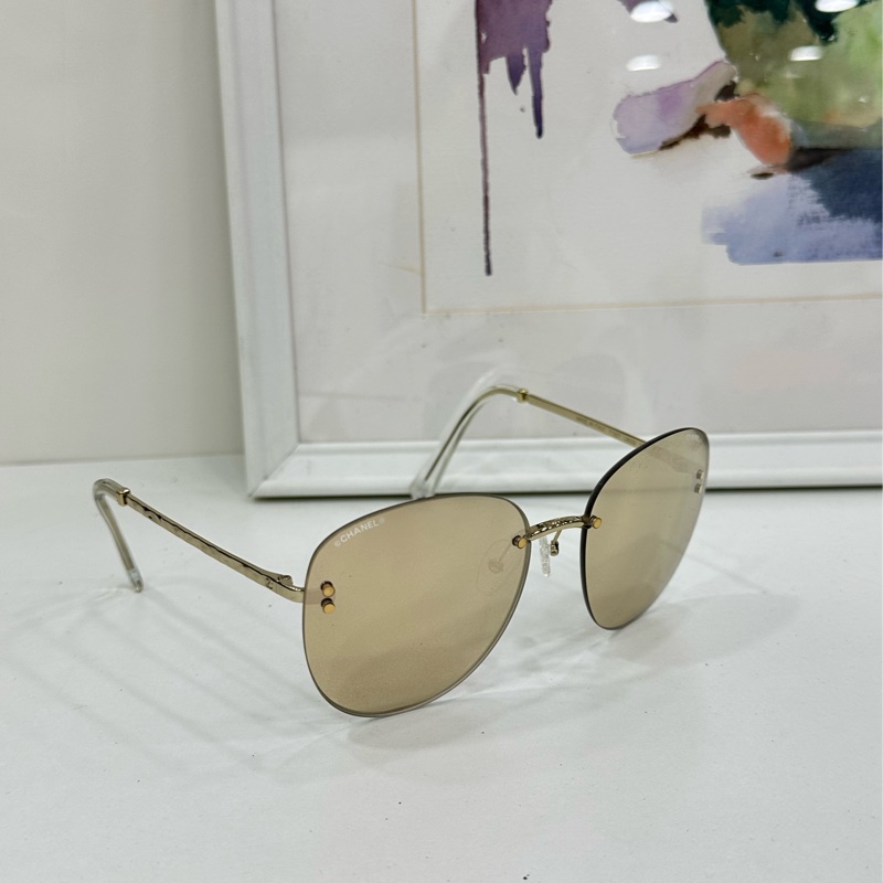 Chanel香奈兒 金色 墨鏡 太陽-1
