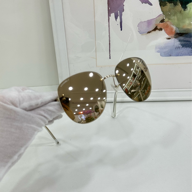 Chanel香奈兒 金色 墨鏡 太陽-2