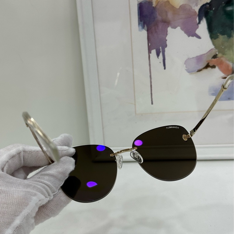 Chanel香奈兒 金色 墨鏡 太陽-4