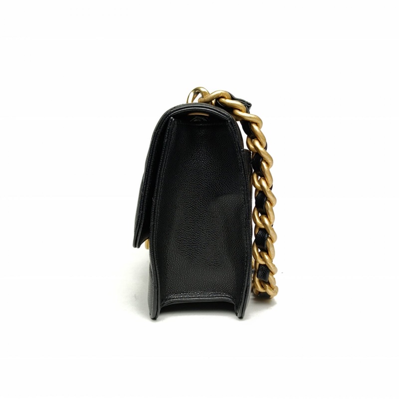 CHANEL 24ACF口蓋包大雙C粗鏈條黑色荔枝牛皮晶片-1