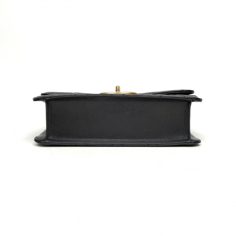 CHANEL 24ACF口蓋包大雙C粗鏈條黑色荔枝牛皮晶片-3