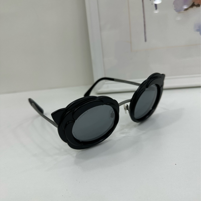 Chanel香奈兒黑色山茶花 墨鏡 墨鏡-1