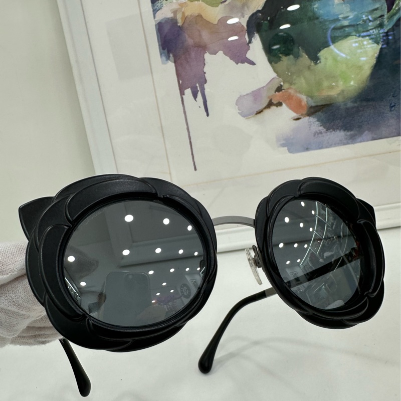 Chanel香奈兒黑色山茶花 墨鏡 墨鏡-4