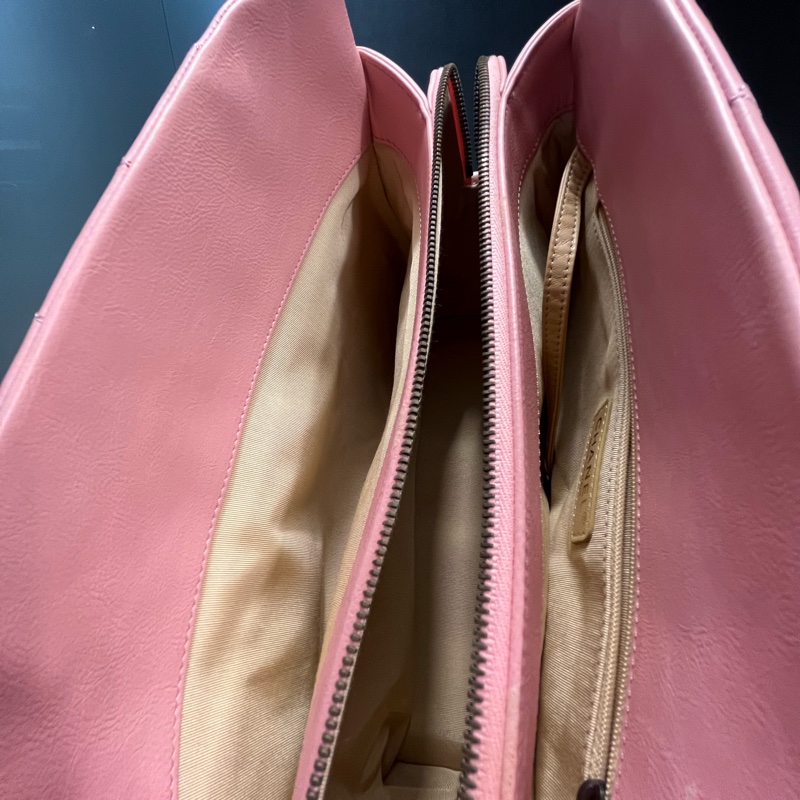 Chanel  經典菱格紋粉紅手提肩背包-13