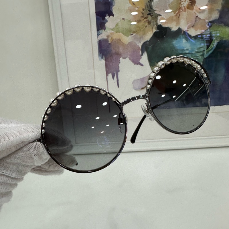 CHANEL香奈兒 珍珠邊太陽眼鏡 墨鏡-2