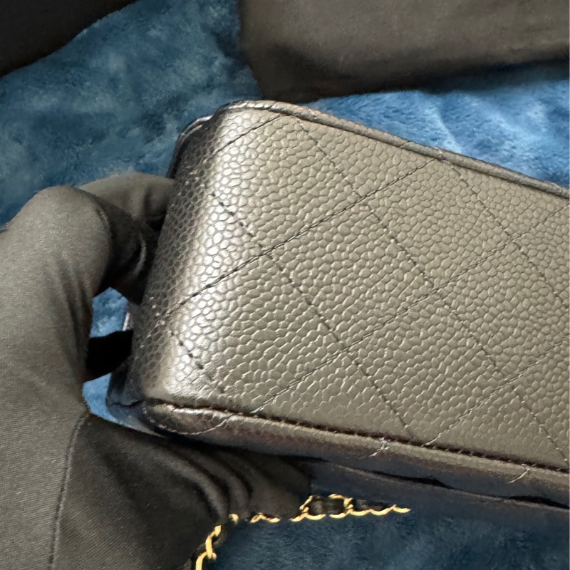 Chanel Classic Flap Medium(CF25) 黑色荔枝牛皮 × 金扣 × 雙蓋中號-12