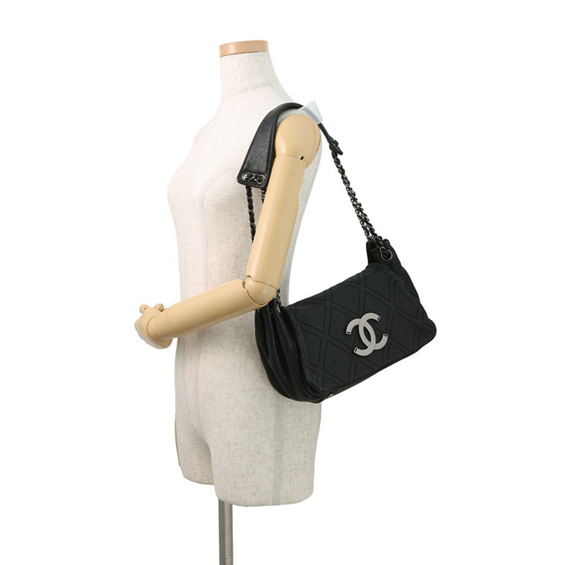 香奈兒鏈條單背包,Coco Mark,大號Coco,皮革,香奈兒手提包,黑色,女士手提包-3