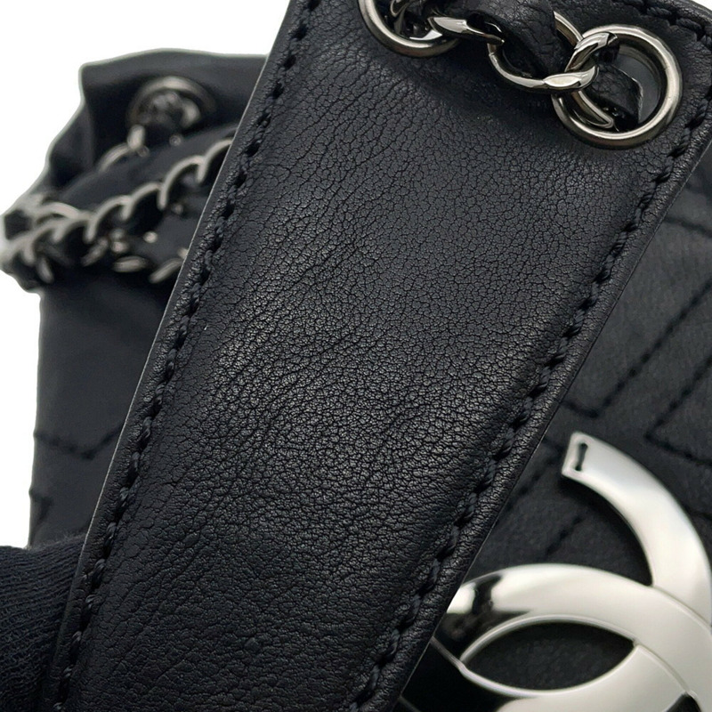 香奈兒鏈條單背包,Coco Mark,大號Coco,皮革,香奈兒手提包,黑色,女士手提包-11