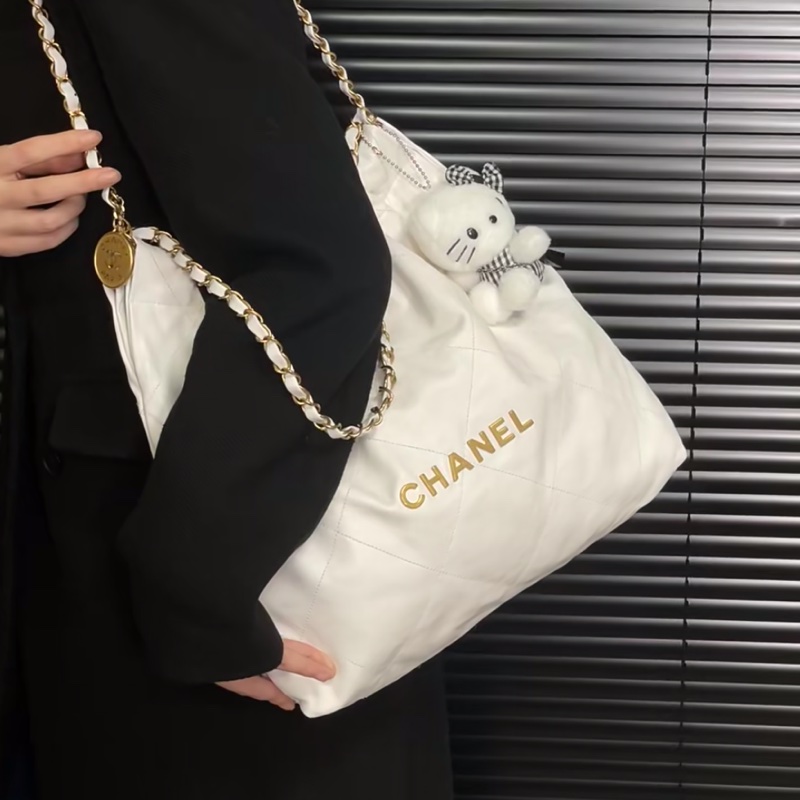 時髦慵懶✨火爆款❤️🔥Chanel香奈兒白金小號22bag垃圾袋單肩手提包-7