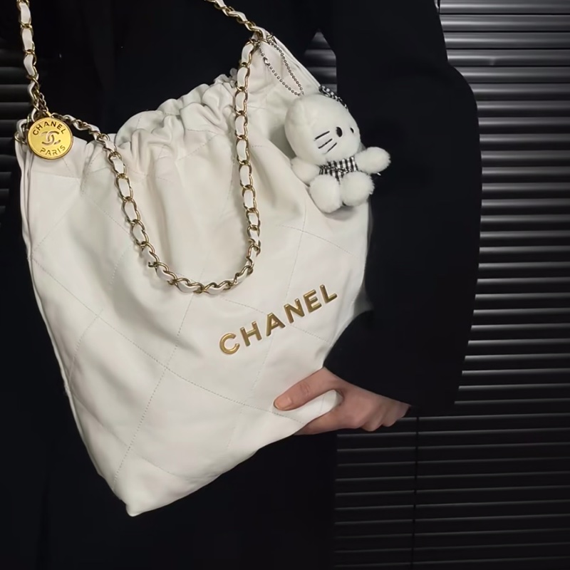 時髦慵懶✨火爆款❤️🔥Chanel香奈兒白金小號22bag垃圾袋單肩手提包-8