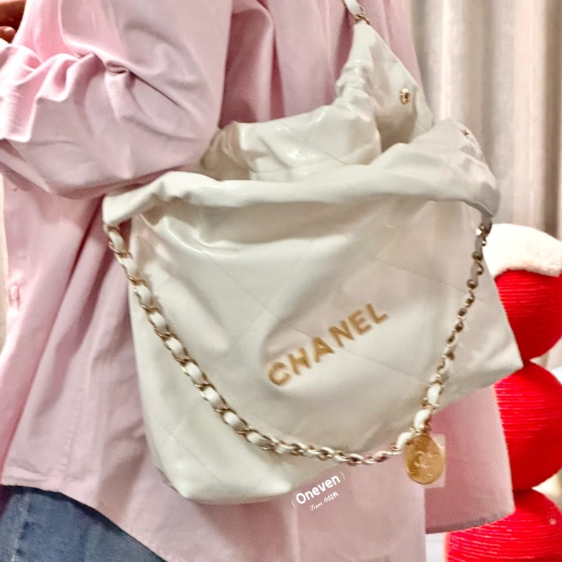 時髦慵懶✨火爆款❤️🔥Chanel香奈兒白金小號22bag垃圾袋單肩手提包-9