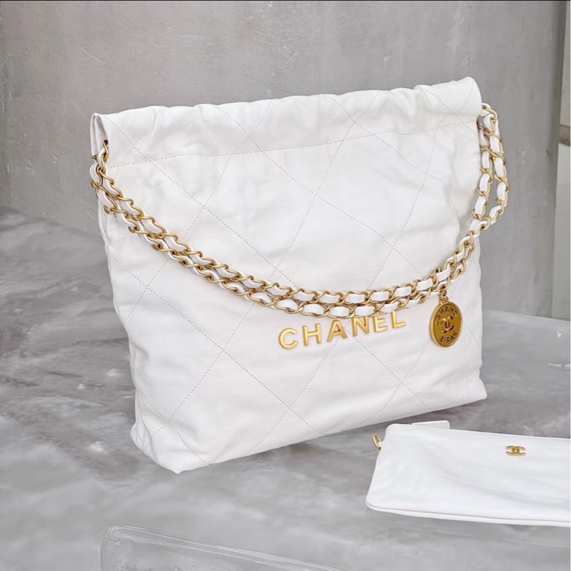 時髦慵懶✨火爆款❤️🔥Chanel香奈兒白金小號22bag垃圾袋單肩手提包-11
