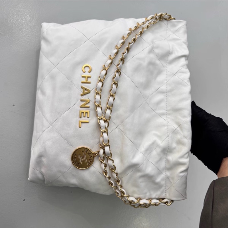 時髦慵懶✨火爆款❤️🔥Chanel香奈兒白金小號22bag垃圾袋單肩手提包-14
