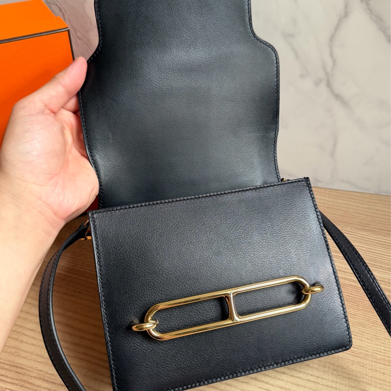 Hermes 黑金 Roulis mini 19豬鼻子包-16