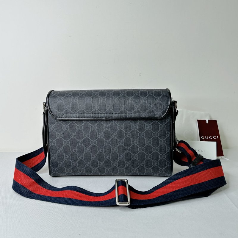 GUCCI 滿版老花磁吸掀蓋郵差包-1