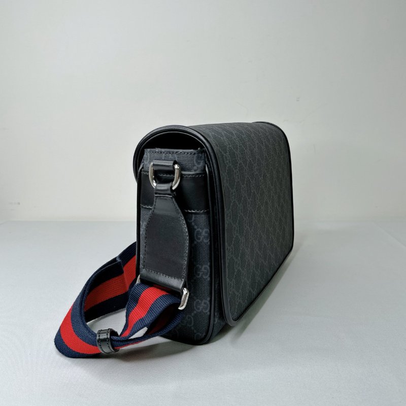 GUCCI 滿版老花磁吸掀蓋郵差包-3