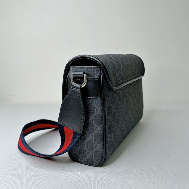 GUCCI 滿版老花磁吸掀蓋郵差包-5