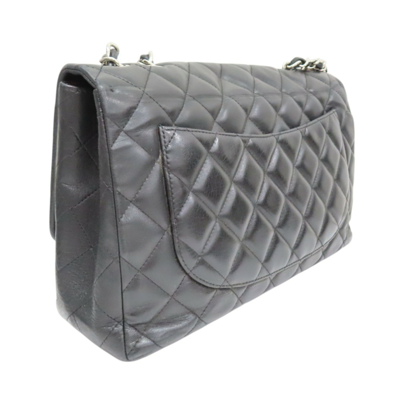 黑色 菱格紋 羊皮 Jumbo 30 鍊帶 肩背包 銀釦 無卡 (染色)【CHANEL 香奈兒】 A58600-1