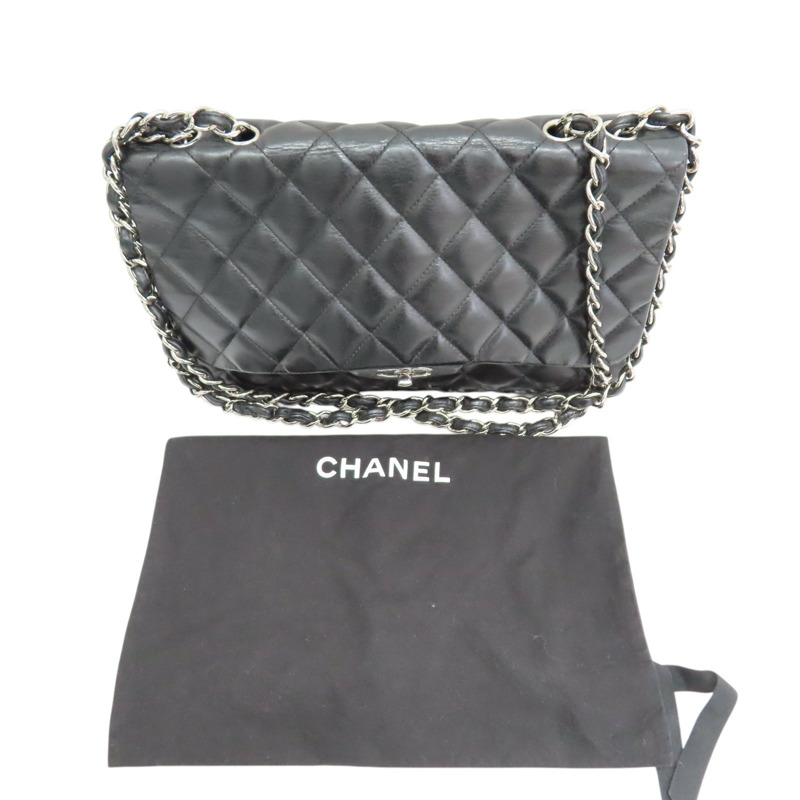 黑色 菱格紋 羊皮 Jumbo 30 鍊帶 肩背包 銀釦 無卡 (染色)【CHANEL 香奈兒】 A58600-7