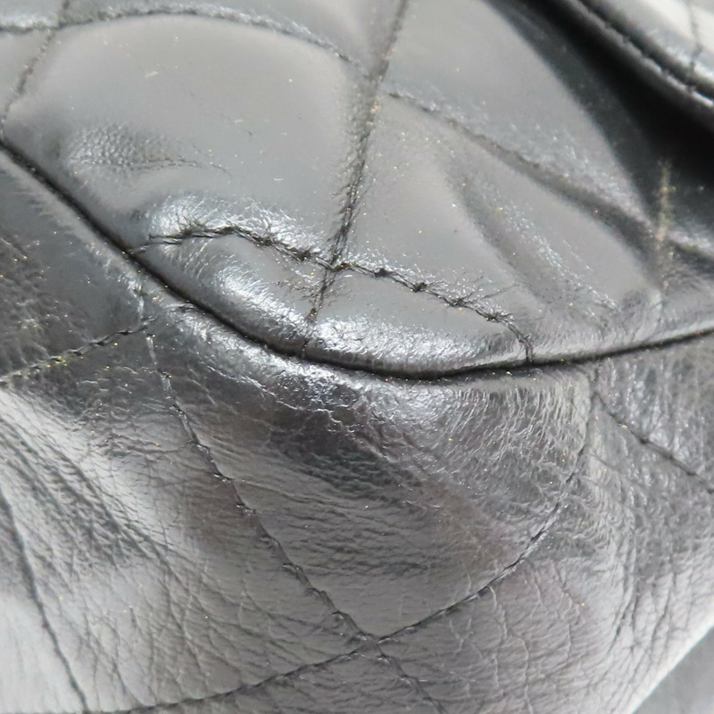 黑色 菱格紋 羊皮 Jumbo 30 鍊帶 肩背包 銀釦 無卡 (染色)【CHANEL 香奈兒】 A58600-9