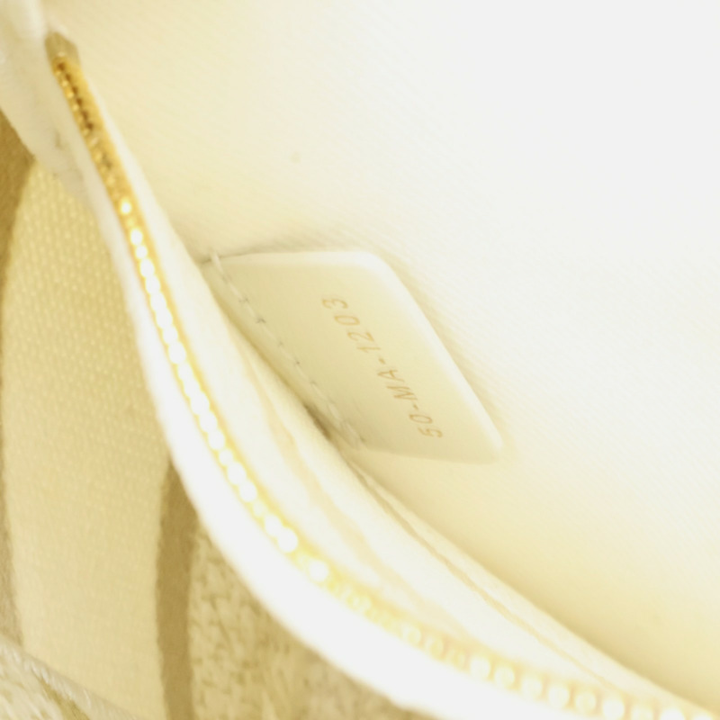 白色 帆布 金色線繡 Lady D-Lite 兩用包【Dior 迪奧】 M0565OESV-7