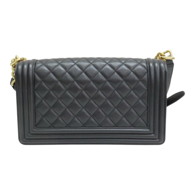 黑色 菱格紋 羊皮 BOY25 鍊帶 肩背包 金釦 (無卡)【CHANEL 香奈兒】 A67086-1